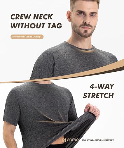 Mens Athletic T Shirts 5 Pack Quick Dry Short Sleeve Gym Running Workout