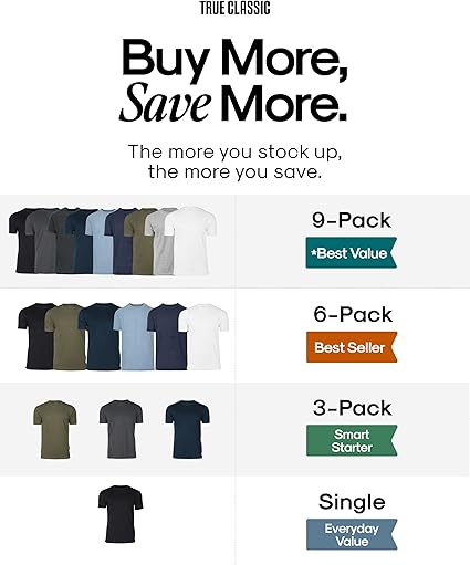 True Classic Mens T Shirt Crew Neck Short Sleeve Casual Plain Soft Tee