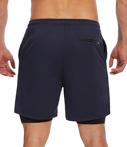 4 Pack Mens 2-in-1 Running Shorts w/ Liner Quick Dry Gym Athletic Pockets