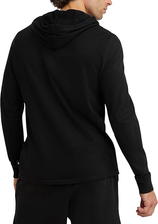 Champion Mens Long Sleeve Hoodie Tee Lightweight Hooded T Shirt Casual