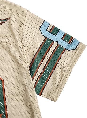 SOLY HUX Mens Y2K Graphic Tee Oversized V Neck Jersey Baggy Summer Shirt