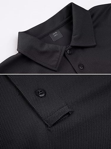 MAGCOMSEN Mens Tactical Polo Shirt Performance Quick Dry Golf Pique Tee