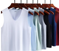 Mens Summer Ice Silk Undershirt Tank Top Slim Fit Breathable Gym Vest
